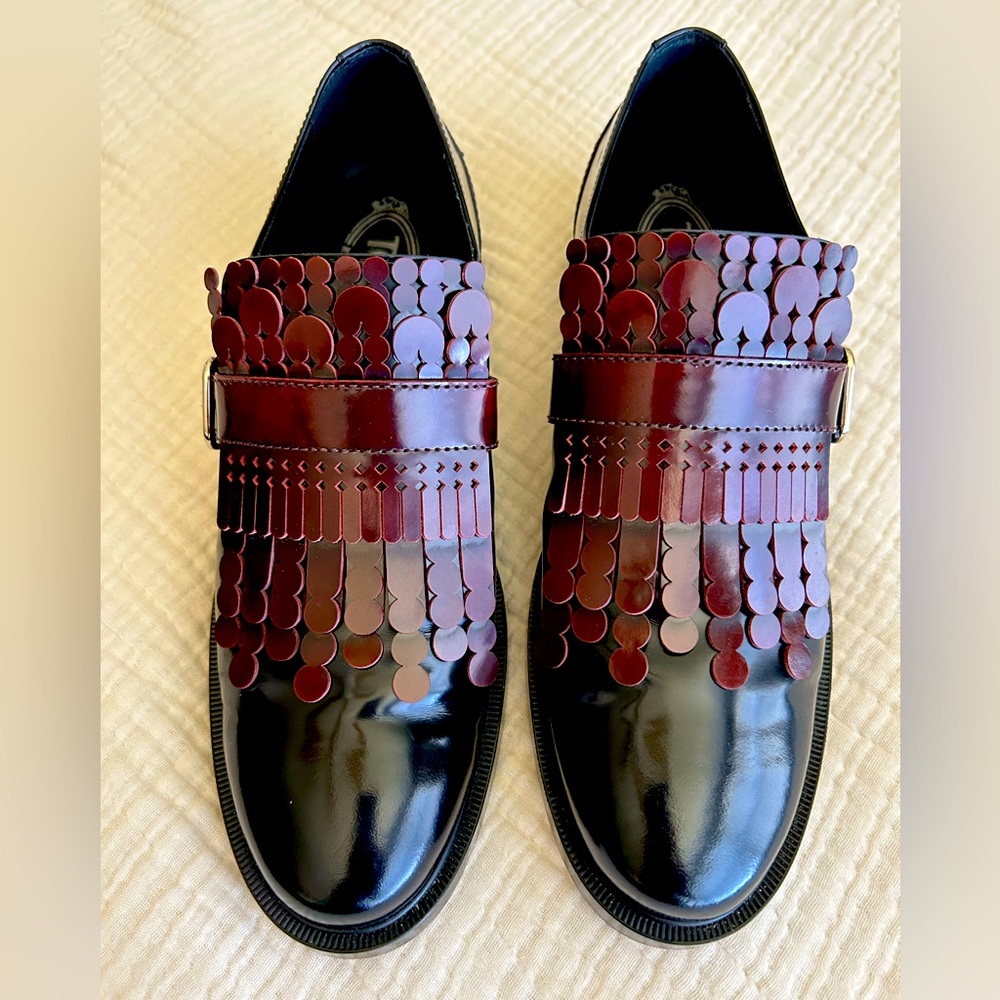 Tod’s Fringe Monk Strap Shoes, size 9.5, excellent condition